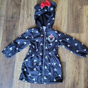 Disney Minnie Mouse Coat Hooded Windbreaker Jacket Toddler Girl 3T